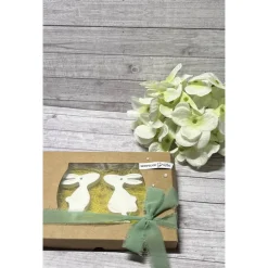 Geschenkset zu Ostern „hoppelige Grüße“ Ostern Osterhasen Anhänger Raysin Homedeko Deko weiß Geschenkidee Verpackung