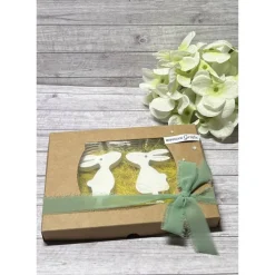 Geschenkset zu Ostern „hoppelige Grüße“ Ostern Osterhasen Anhänger Raysin Homedeko Deko weiß Geschenkidee Verpackung