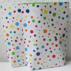 Geschenktüte Kleckse, 10 Stück Bodenbeutel-Papiertüten aus Geschenkpapier mit bunten Farbklecksen