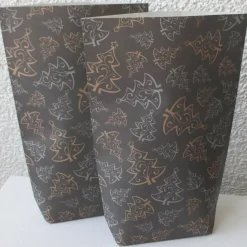 Geschenktüte Weihnachtsbaum-Mosaik, 5 Papiertüten Weihnachten, Bodenbeutel Tannenbäume mit Ranken