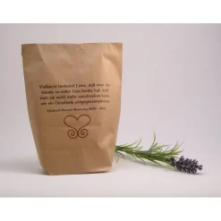 Geschenktüten-Set mit Spruch Vielleicht bedeutet Liebe... von E. Barrett-Browning mit Geschenkanhänger aus Papier und Ko