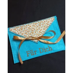 Geschenkumschlag mit Stickerei "Für Dich" Filzumschlag