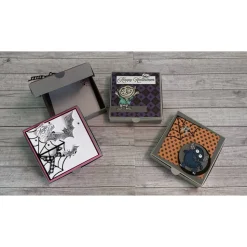 Geschenkverpackung / Gastgeschenk, Goodie, Mitbringsel, Geldgeschenk zu Halloween, Pizzabox mit Fledermäuse oder Monster