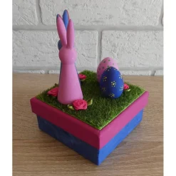 Geschenkverpackung - Ostern (Osterhasen mit Eiern und Stoffblumen)