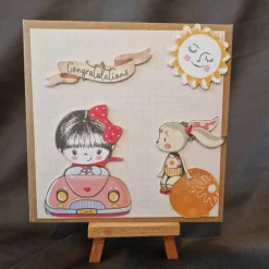 Geschenkverpackung - Verpackung zum Geburtstag - Congratulations - Mädchen - Hase - Sonne -