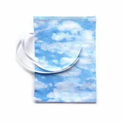 Geschenkverpackung aus Stoff Wolken Himmel blau weiß Stoffbeutel Geschenksäckchen