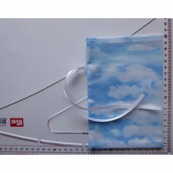 Geschenkverpackung aus Stoff Wolken Himmel blau weiß Stoffbeutel Geschenksäckchen