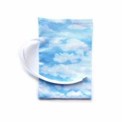 Geschenkverpackung aus Stoff Wolken Himmel blau weiß Stoffbeutel Geschenksäckchen