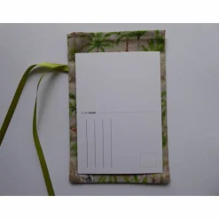 Geschenkverpackung aus Stoff beige mit Palmen und Tieren Stoffbeutel Geschenksäckchen