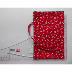Geschenkverpackung aus Stoff rot Pfeil Herz Stoffbeutel Geschenksäckchen