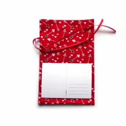 Geschenkverpackung aus Stoff rot Pfeil Herz Stoffbeutel Geschenksäckchen