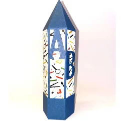 Geschenkverpackung Buntstift: Handgemachte Geschenkbox aus Karton zur Einschulung (6,2 x 22 cm)