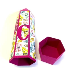 Geschenkverpackung Buntstift: Handgemachte Geschenkbox aus Karton zur Einschulung (6,2 x 22 cm)