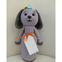 Geschenkverpackung, Flaschenüberzug, Hase Schlappohr, gehäkelt