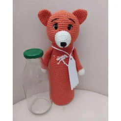 Geschenkverpackung, Flaschenüberzug, Fuchs, gehäkelt, Handarbeit