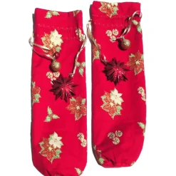 Geschenkverpackung Flasche Weihnachten Baumwolle Weihnachtsstern – No Waste Beutel, 16,5 x 51 cm, wiederverwendbar