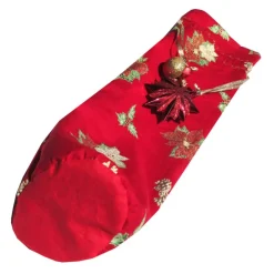 Geschenkverpackung Flasche Weihnachten Baumwolle Weihnachtsstern – No Waste Beutel, 16,5 x 51 cm, wiederverwendbar