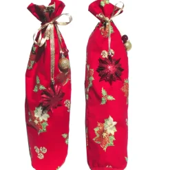 Geschenkverpackung Flasche Weihnachten Baumwolle Weihnachtsstern – No Waste Beutel, 16,5 x 51 cm, wiederverwendbar