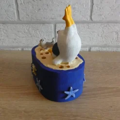 Geschenkverpackung Holztruhe mit Möwe und Seehunden