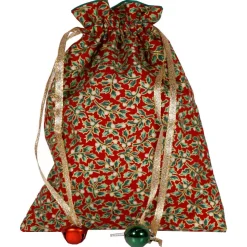 Geschenkverpackung Ilex rot Weihnachten – Baumwolle, doppellagig, wiederverwendbar
