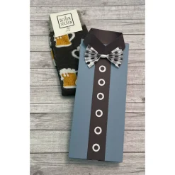 Geschenkverpackung in Hemden - Optik für Socken zum Geburtstag, Vatertag, Weihnachten etc., Box mit Fliege, Handarbeit