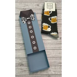 Geschenkverpackung in Hemden - Optik für Socken zum Geburtstag, Vatertag, Weihnachten etc., Box mit Fliege, Handarbeit