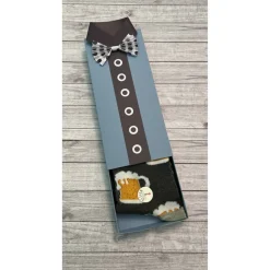 Geschenkverpackung in Hemden - Optik für Socken zum Geburtstag, Vatertag, Weihnachten etc., Box mit Fliege, Handarbeit