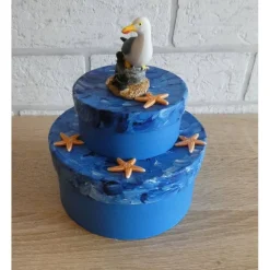 Geschenkverpackung Meer / Urlaub mit Möwen-Figur