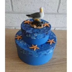 Geschenkverpackung Meer / Urlaub mit Möwen-Figur