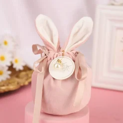 Geschenkverpackung Ostern mit süßen Öhrchen 3er -Set, Geschenkbeutel Stoffverpackung