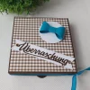 Geschenkverpackung Pizzabox Braun-Weiß-Türkis "Überraschung" - Geldgeschenk, Gutscheinverpackung