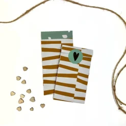 Geschenkverpackung Set SWEET CARAMEL Geschenkpapier Aufkleber Anhänger und Tüten in süßen Designs