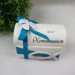 Geschenkverpackung TRUHE Taufe Kommunion - Türkis