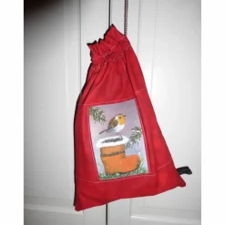 Geschenkverpackung, Weihnachten, Nikolaus, Rotkehlchen, Nikolausstiefel. Nachhaltig, da wiederverwendbar