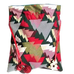 Geschenkverpackung Weihnachten – Baumwollbeutel mit Tannenbäumen, doppellagig, wiederverwendbar