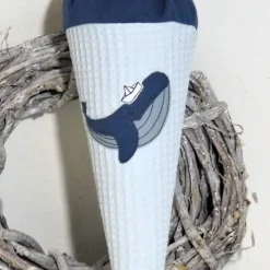 Geschwistertüte kleine Schultüte personalisierbar Kindergartentüte Waffelpique in blau Kitatüte Waffelstoff Wal