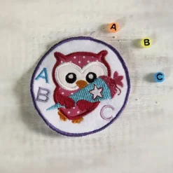 Gestickte Eulen Applikation ABC *Farben frei wählbar