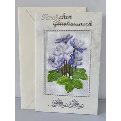 Gestickte Grußkarte, Geburtstagskarte, Klappkarte, Handarbeit