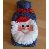 Gestrickter Wärmflaschenbezug - Motiv Weihnachtsmann- inkl. Wärmflasche
