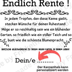 Gießkanne Rente personalisiertes Abschiedsgeschenk für Rentner , Geschenk zum Renteneintritt