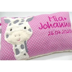 Giraffe Afrika Urlaubsreise Zoo Namenskissen Taufkissen Kuschelkissen Kindergartenkissen Geburtsgeschenk