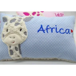 Giraffe Afrika Urlaubsreise Zoo Namenskissen Taufkissen Kuschelkissen Kindergartenkissen Geburtsgeschenk