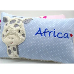 Giraffe Afrika Urlaubsreise Zoo Namenskissen Taufkissen Kuschelkissen Kindergartenkissen Geburtsgeschenk
