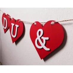 Girlande Du & Ich Valentinstag, Liebe, Verlobung, Jahrestag, wunderschöne Girlande mit roten Herzen