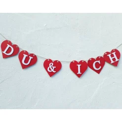 Girlande Du & Ich Valentinstag, Liebe, Verlobung, Jahrestag, wunderschöne Girlande mit roten Herzen