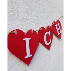 Girlande Du & Ich Valentinstag, Liebe, Verlobung, Jahrestag, wunderschöne Girlande mit roten Herzen