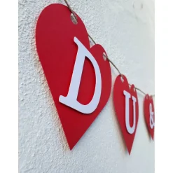 Girlande Du & Ich Valentinstag, Liebe, Verlobung, Jahrestag, wunderschöne Girlande mit roten Herzen