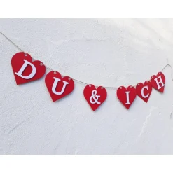 Girlande Du & Ich Valentinstag, Liebe, Verlobung, Jahrestag, wunderschöne Girlande mit roten Herzen