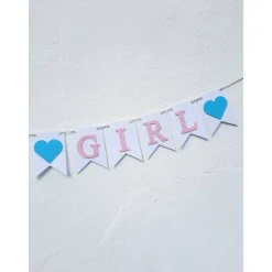 Girlande Gender Reveal / Boy or Girl / Dekoration zur Babyparty / Junge oder Mädchen / Handgefertigte Girlande aus Papie
