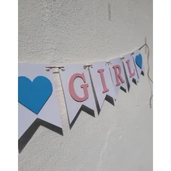 Girlande Gender Reveal / Boy or Girl / Dekoration zur Babyparty / Junge oder Mädchen / Handgefertigte Girlande aus Papie